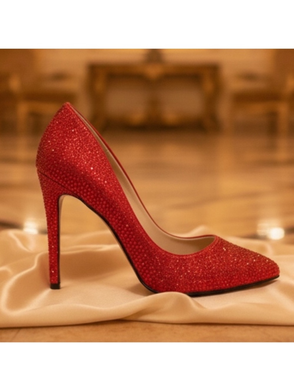 Elegant Red Glitter High Heel Pumps - Women's Evening Shoes ✨🔥